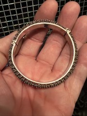 Sterling Silver Vntg Victorian Style Elegant Edgy Clamp Bracelet Unique Sz 7 EUC