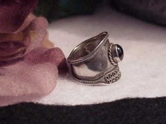 Sterling Silver 1.00ct Cabochon Amethyst Cigar Band Ring Sz7 3.9Gr Vtg Brutalist