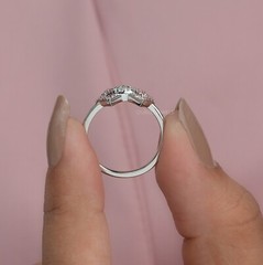 Unique Style Pink Round Cut Lab Grown Diamond Bridal Ring / 6.00 US Ring