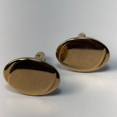 Vintage Cuff Links Gold Tone Oval MCM Bullet Back