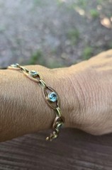 Art Deco Blue Zircon 14k Gold Bracelet
