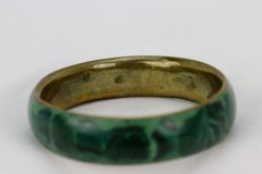 Inlayed Malachite and Brass Bangle Bracelet, 73gr