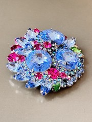 RARE Vintage Verified JULIANA D&E Ice Blue Rivoli Stone Brooch & Earring Set