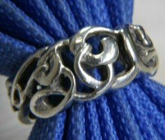 Open Scroll work vine estate 0.925 Sterling Silver band Ring size 7.75