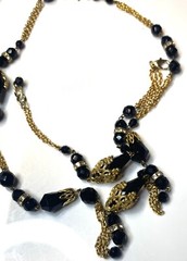 2.475 Vintage luxury set, necklace, bracelet, gold tone, cut glass inserts