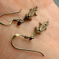 Vtg Alligator 925 Sterling Silver Articulated Dangle Earrings ~1.5 Inches Long