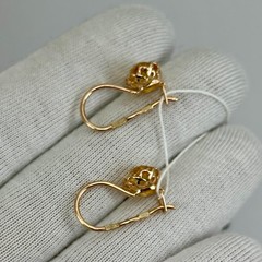 USSR Vintage Original Rose Gold Citrine (lab. made) Earrings 583 14K 2.16 g.