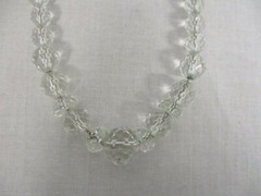 VINTAGE GERMAN ART DECO FACETED CRYSTAL BEAD NECKLACE WITH 935 SILVER CLASP
