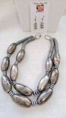 Vintage Bold Signed Les Bernard Necklace 14.5” & Earrings SET**RESTORED-