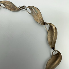 VTG Finn Jensen Norway Sterling Silver White Enamel 17″ Necklace 33.7g#yde