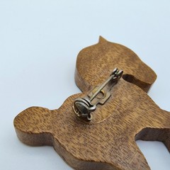 Vintage Horse Brooch Handmade Wooden Western Folk Art Pony Equestrian Zodiac