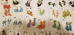 Vtg Czech Bead All Glass Crystal Dangle Earrings Chandelier Uranium + Lot #1