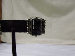 Mexico Sterling Silver Carved Black Onyx Mask Screw Back Earrings 1 x 1″ #721
