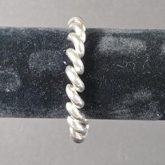 Vintage San Marco Italy Sterling Silver Macaroni Link Bracelet 7.25in 21g