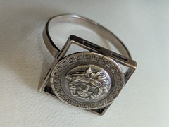 Vintage men’s ring sterling silver 925 Size 11 Weight 3.38 g. Medusa Gorgon.