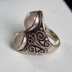 Vintage Ancient Victorian Ring Sterling Silver Quartz Stone Size 10