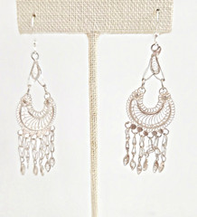 Vintage Sterling Silver Chandelier Earrings 70’s Hippie Artisan Boho Earrings