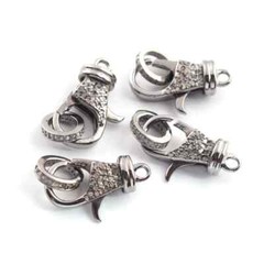 1 Pc Pave Diamond Lobster Claps, 24mmx12mm Lobster Claps, Both Side Pave Diamond