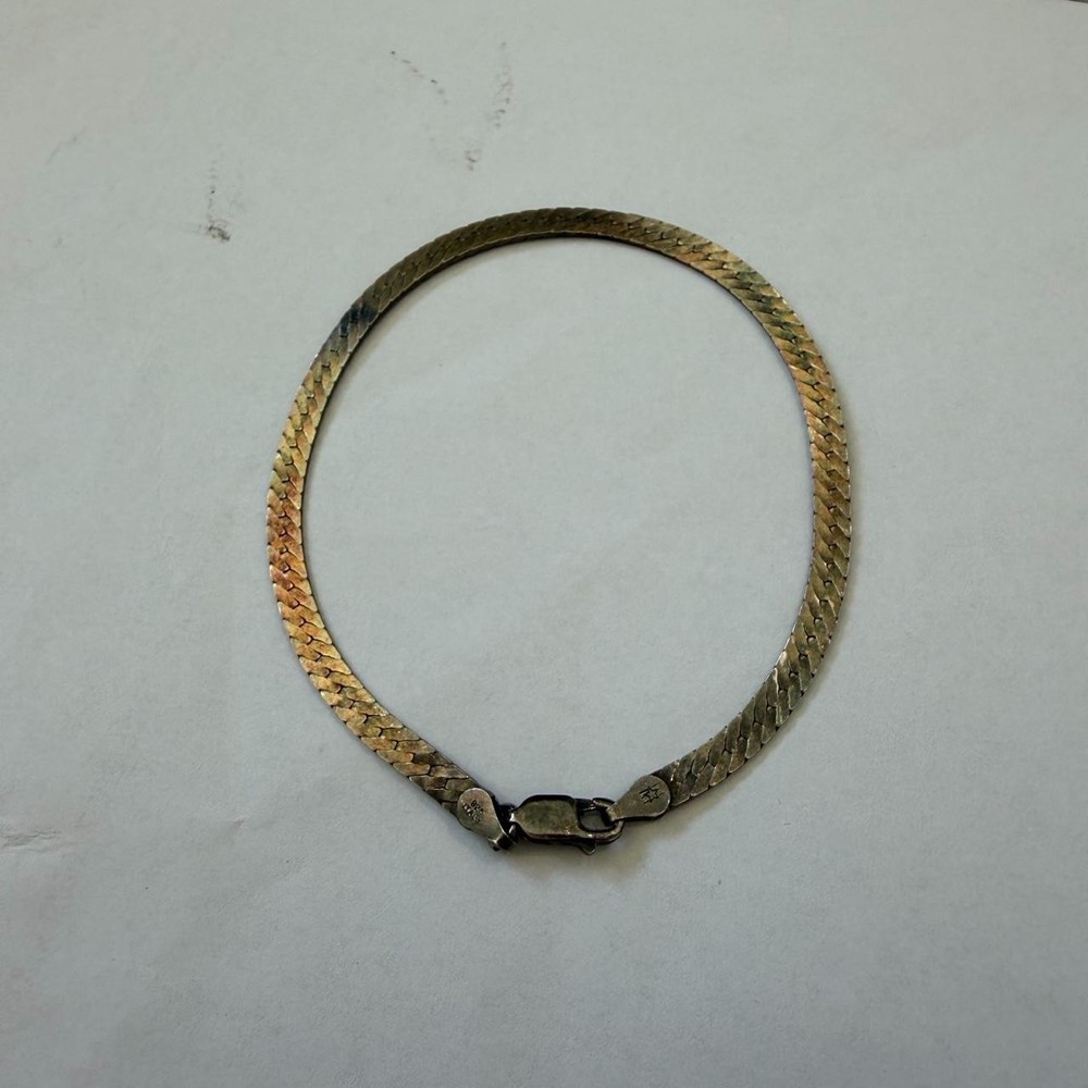 Vintage Italy 925 Sterling Silver Herringbone Serpentine Bracelet 9″ 6 grams