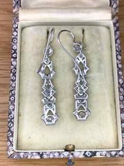 4.00Ct Art Deco Style Lab Craeted Diamond 14K White Gold FN Drop/Dangle Earrings