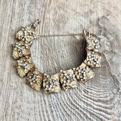 Hobe Cleopatra Rhinestone Flowers Bracelet & Earrings Has Wear Missing Gems Rare