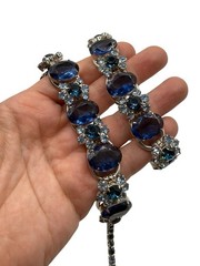 Vintage Juliana Blue Rhinestones Necklace & Bracelet Set 5 Links