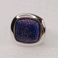 SHIELDS Cufflinks Tie Clasp Set Vintage Copper Sparkle Blue Glass Faux Lapis