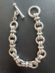 Vintage Sterling Silver .925 Heavy Chain Link Bracelet Toggle Clasp 8.5 in