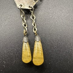 Vintage Art Deco Style Necklace Glass Filigree Pendant Drop Fringe