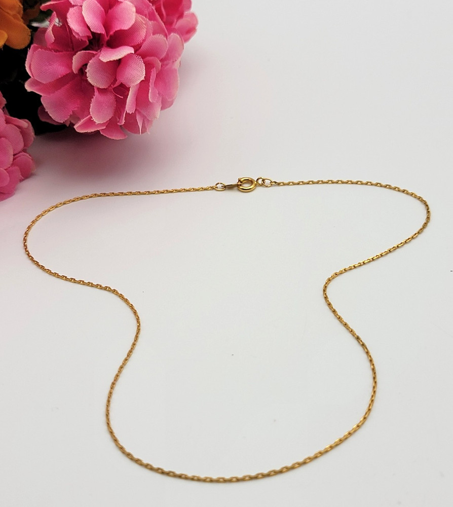 Vintage Gold Plated Boston Link Chain Necklace 15.5″ Spring Ring Clasp