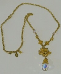 Vintage KIRKS FOLLY Fairy Angel drop Aurora Borealis Crystal necklace Butterfly