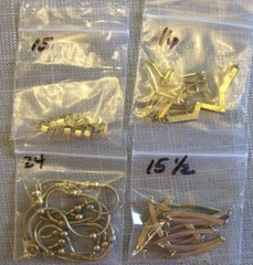 Lot 4 Necklaces Curved Links, Attached Pendant, Chains w/ Tiny Beads, 2 TRIFARI