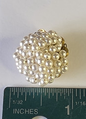 Vintage 1950-1970 Marvella 1” Faux Seed Pearl Knot Gold Marked Clip On Earrings