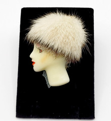 Art Deco Woman with Fancy Hat Resin Lady Face Hand Painted Vintage Brooch Pin