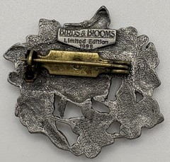 Vintage pewter Birds and Blooms limited edition butterfly brooch pin