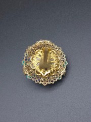 Vintage Stanley Hagler Floral Cluster Clip On Earrings Hand Wired Glass