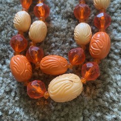 Germany Necklace Vintage Multi Strand Beaded Acrylic Plastic Chunky Statement