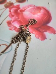 Vintage Purple Camphor Glass Lariat Pendant Brass
