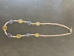 Necklace Art Glass Lavender, Yellow, and Pink Beads 18-inches