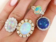 Antique 7.20Ct Black Opal and 0.78Ct Diamond, Platinum Dress Ring Circa 1930