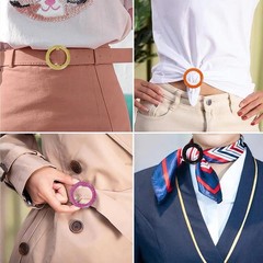 12PCS Silk Scarf Ring Clip T-shirt Tie Clips for Women Fashion Resin Ring Scarve
