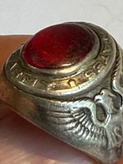 Vintage ARMY Sterling Silver Ring with Eagle and Red Stone