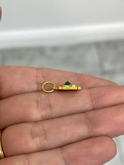 0.68tcw Vintage Natural Emerald & Diamond Camera Lens Pendant Charm 24K Gold