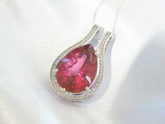 Sterling Silver 925 Pink Topaz Large Slide Pendant Necklace