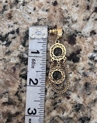 Vintage Celebrity Bezel Smokey Gray Crystal Stone Gold Chain Drop Earrings