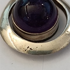 Sterling Silver Minimalist Necklace Modernist Solid Purple Stone Men Women VTG