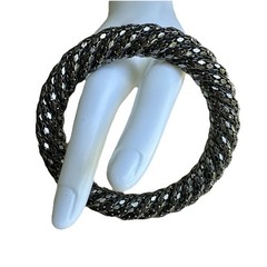 VTG 1970s Bangle Bracelet Size 7.5 Metal Mesh Silver Tone Disco Chic Vibe Rare