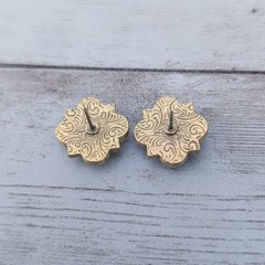 Vintage Earrings for Pierced Ears Dainty Black, Clear Gem, Gold Tone