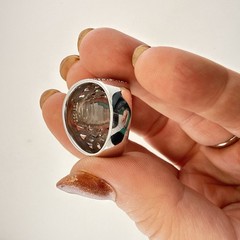 JTV Sterling Silver Ring Marcasite Quartz Wide Art Deco size 8.5 Marquise BBJ