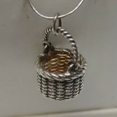 Sterling Silver Movable Brown County Baskets Charm